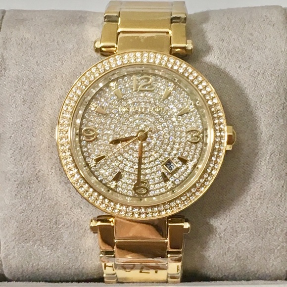 Michael Kors Accessories - SOLD! Mchael Kors Gold Tone Crystal Watch NWT